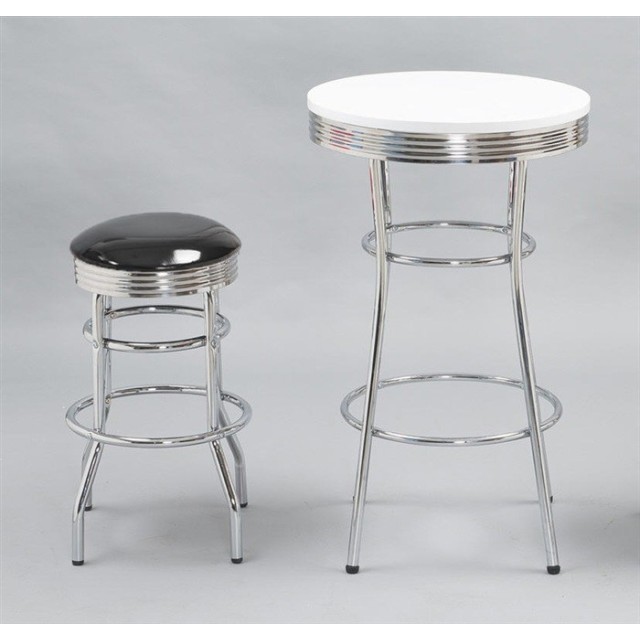 Taburete CHIC, cromado, similpiel negra