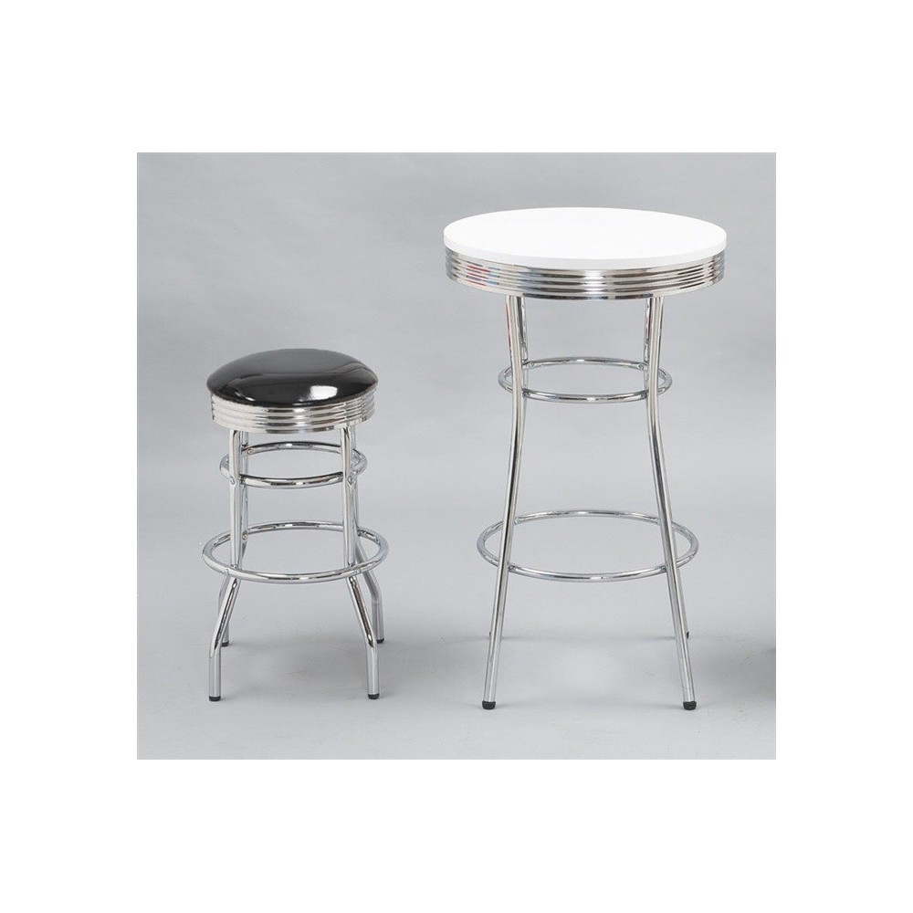 Taburete CHIC, cromado, similpiel negra