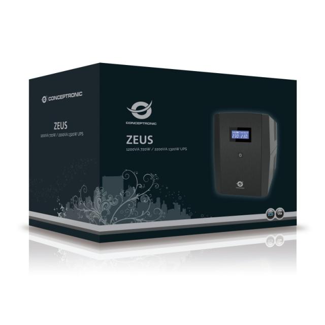 Conceptronic - ZEUS04EM sistema de alimentación ininterrumpida (UPS) Línea interactiva 2,2 kVA 1320 W 5 salidas AC
