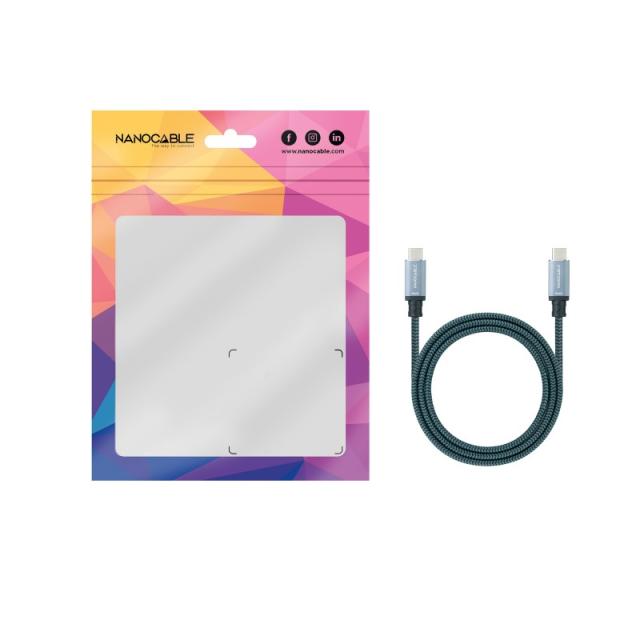 Nanocable - Cable USB 3.1 Gen2 10Gbps 5A, 4K/60Hz, USB-C/M-USB-C/M, Gris/Negro, 2 m