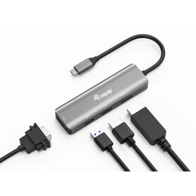 Equip - Adaptador USB-C a HDMI/DisplayPort/VGA/USB