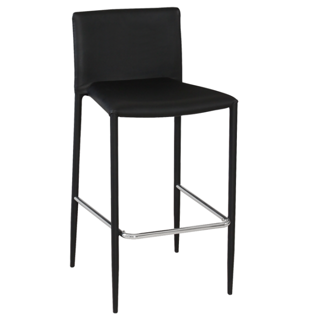 Taburete ANNA, apilable, similpiel negra