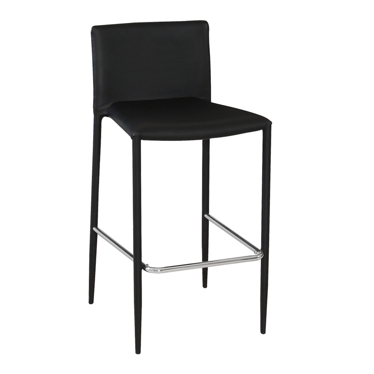 Taburete ANNA, apilable, similpiel negra