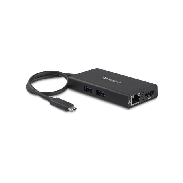 StarTech.com - Adaptador Multipuertos USB-C - Docking Station Portátil USB-C 4K HDMI - con Entrega de Potencia de 60W - GbE - Hu