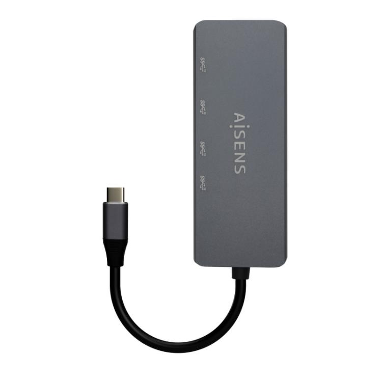 AISENS - Hub USB3.2 Gen1 5G USB-C, USB-C/M-4xUSB-C/H, Gris, 15cm