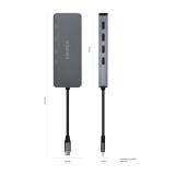 AISENS - Hub USB3.2 Gen1 5G USB-C, USB-C/M-4xUSB-C/H, Gris, 15cm