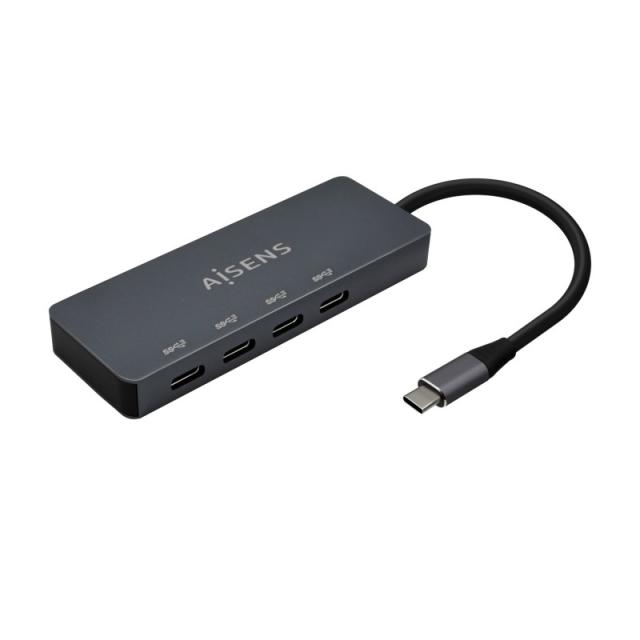 AISENS - Hub USB3.2 Gen1 5G USB-C, USB-C/M-4xUSB-C/H, Gris, 15cm