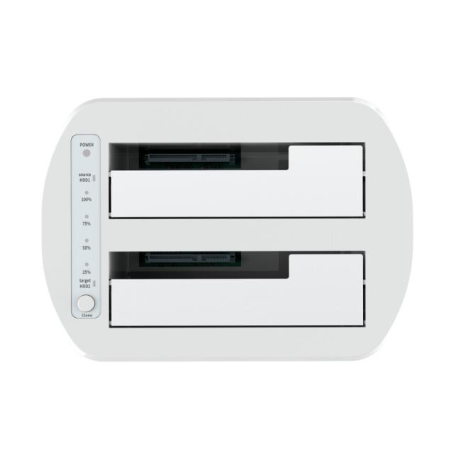 AISENS - Estacion de Docking de Doble Bahia ASDS-D02W SATA 2.5/3.5 a USB 3.0/3.1 Gen1, Clone, Blanca