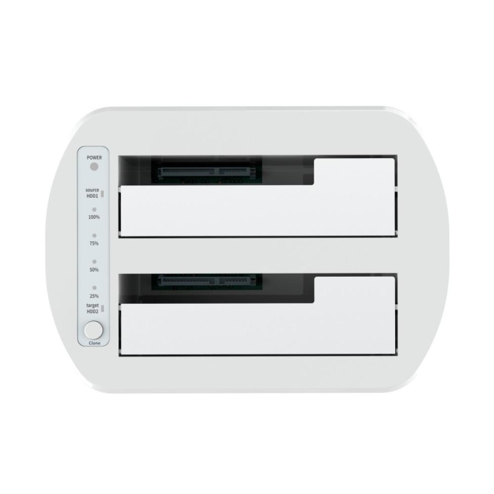 AISENS - Estacion de Docking de Doble Bahia ASDS-D02W SATA 2.5/3.5 a USB 3.0/3.1 Gen1, Clone, Blanca