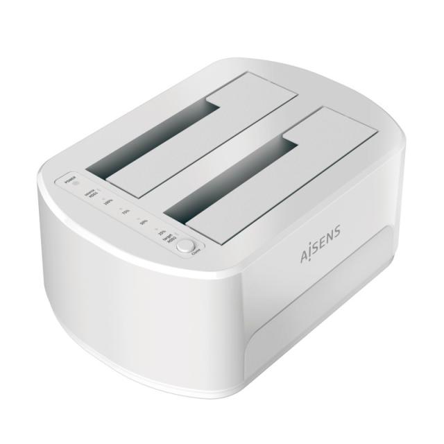 AISENS - Estacion de Docking de Doble Bahia ASDS-D02W SATA 2.5/3.5 a USB 3.0/3.1 Gen1, Clone, Blanca