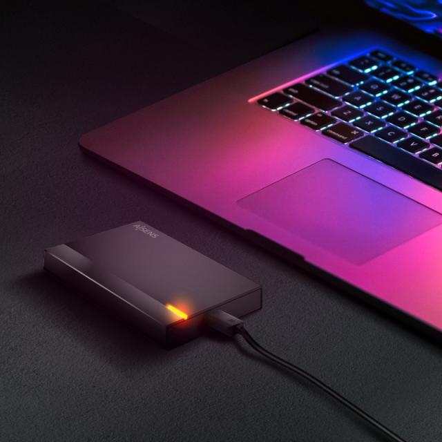 AISENS - Caja Externa 2,5? ASE-2524B 9.5mm SATA a USB 3.0/USB3.1 Gen1, Negra