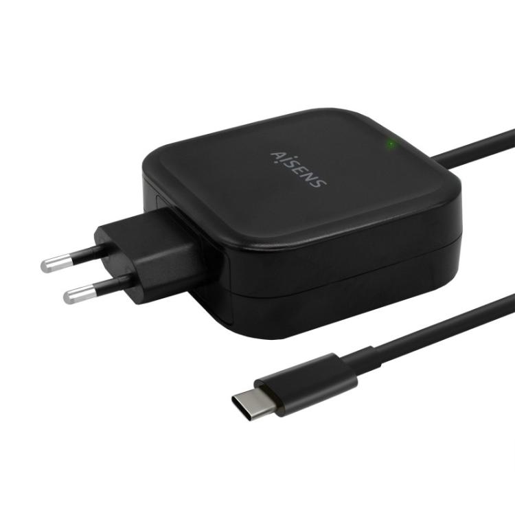 AISENS - Cargador 65W PD3.0 QC3.0 1XUSB-C 1.2M, Negro