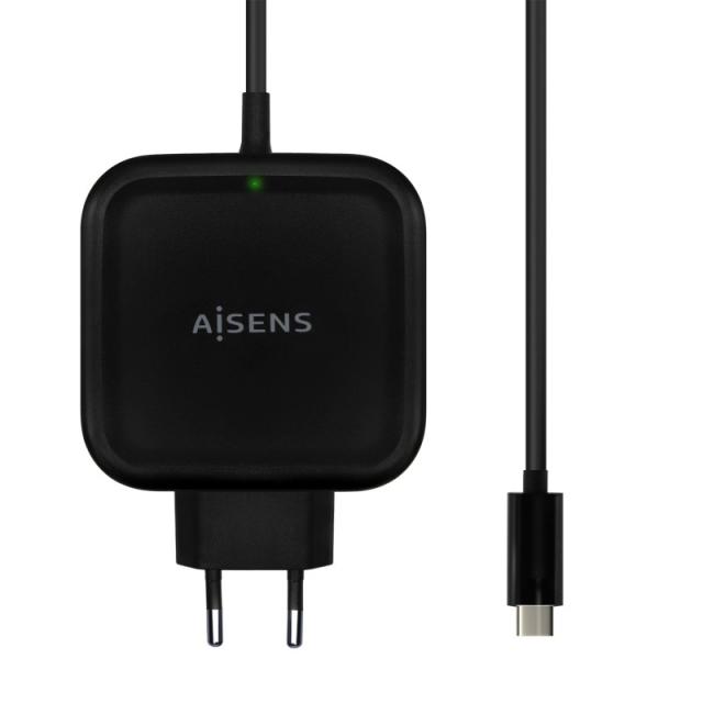 AISENS - Cargador 65W PD3.0 QC3.0 1XUSB-C 1.2M, Negro