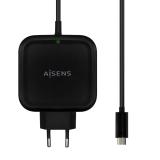 AISENS - Cargador 65W PD3.0 QC3.0 1XUSB-C 1.2M, Negro