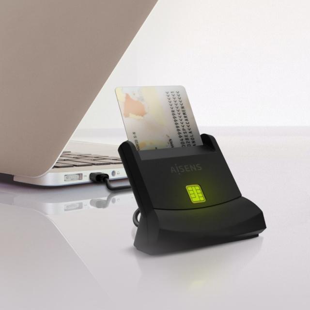 AISENS - Lector de Tarjeta Inteligente DNI, Negro - ASCR-SN05-BK