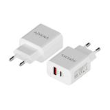 AISENS - Cargador 20W, 1xUSB-C PD3.0, 1xUSB-A QC3.0, Blanco - A110-0681