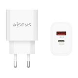 AISENS - Cargador 20W, 1xUSB-C PD3.0, 1xUSB-A QC3.0, Blanco - A110-0681