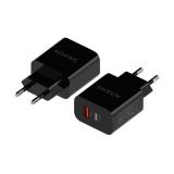 AISENS - Cargador 20W, 1xUSB-C PD3.0, 1xUSB-A QC3.0, Negro