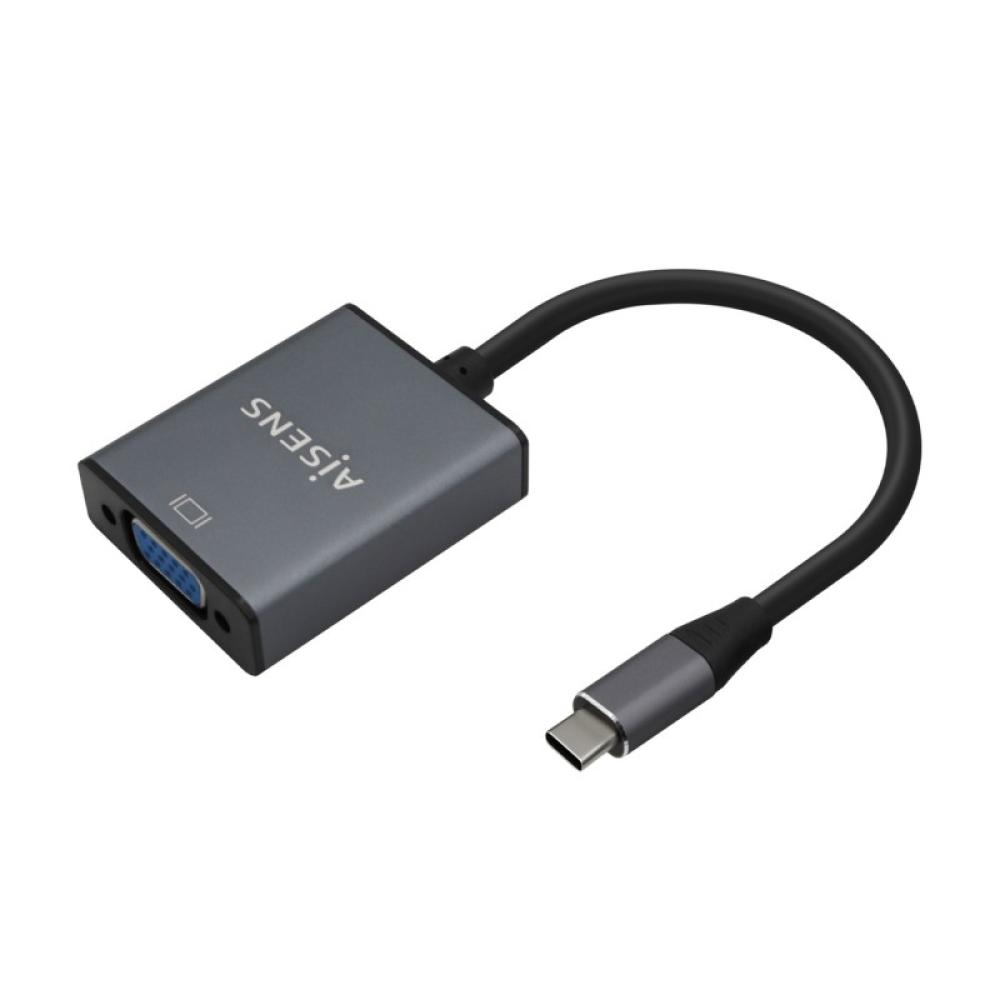 AISENS - Conversor Aluminio USB-C a VGA, USB-C/M-HDB15/H, Gris, 15cm