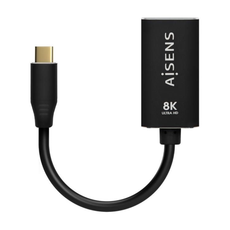 AISENS - Conversor Aluminio USB-C a Displayport 8K@60Hz, USB-C/M-DP/H, Negro, 15cm