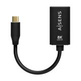 AISENS - Conversor Aluminio USB-C a Displayport 8K@60Hz, USB-C/M-DP/H, Negro, 15cm