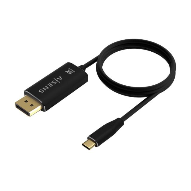 AISENS - Cable Conversor Aluminio USB-C a Displayport 8K@60Hz, USB-C/M-DP/M, Negro, 1.8M