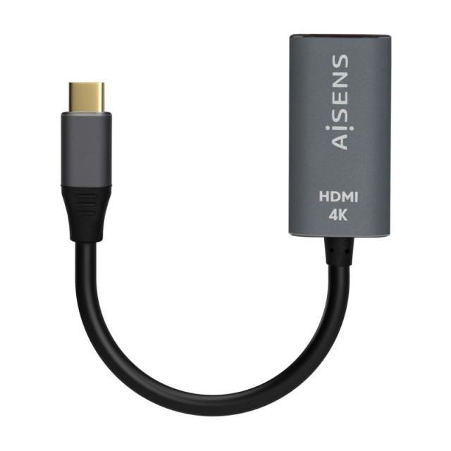 AISENS - Conversor Aluminio USB-C a HDMI 4K@60Hz, USB-C/M-HDMI/H, Gris, 15cm