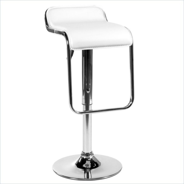 Taburete KECK, cromado, similpiel blanca