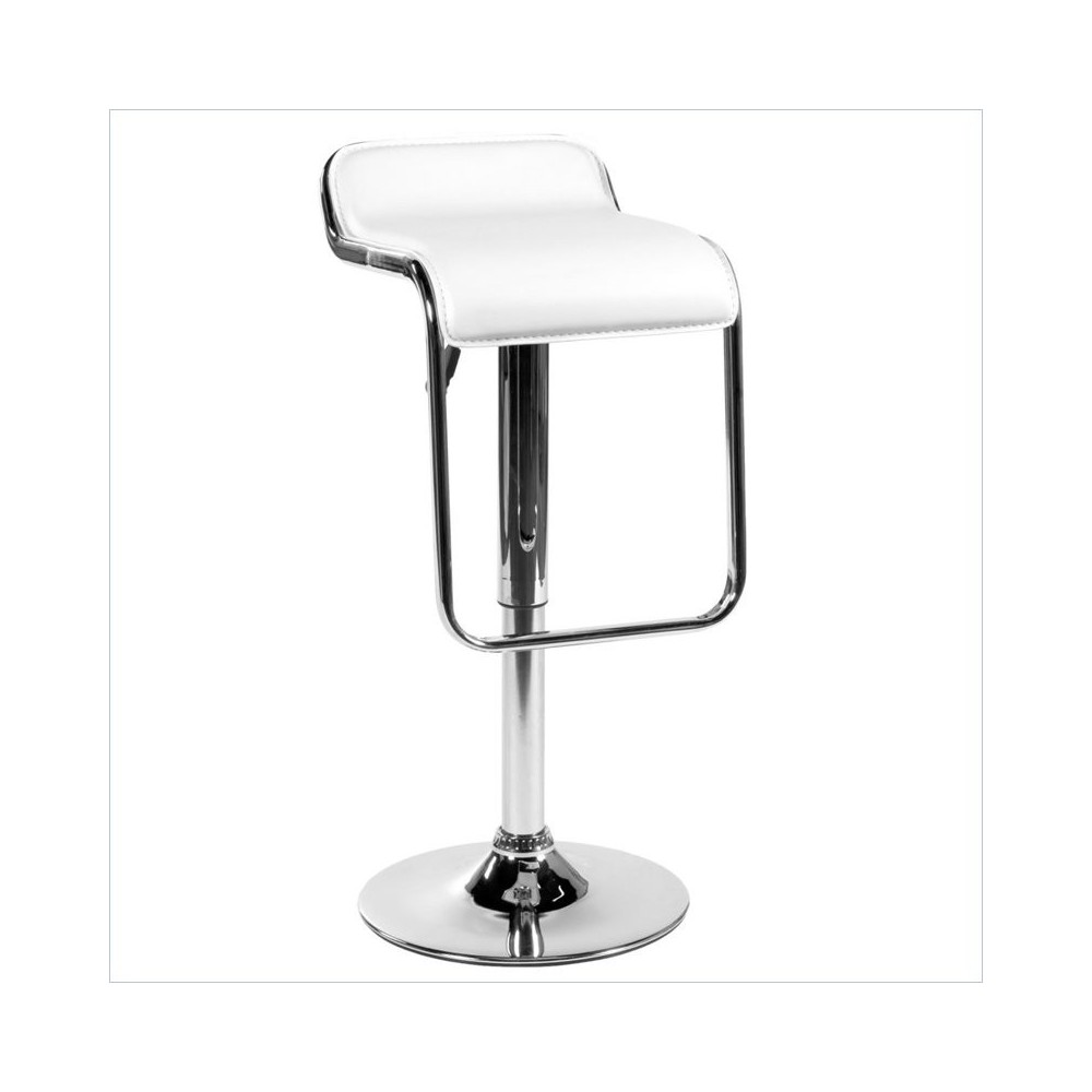 Taburete KECK, cromado, similpiel blanca