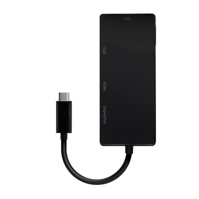 AISENS - Conversor USB-C A DP/DVI/HDMI/VGA, USB-C/M-DP/H-DVI/H-HDMI/H-Vga/H, Negro, 15cm