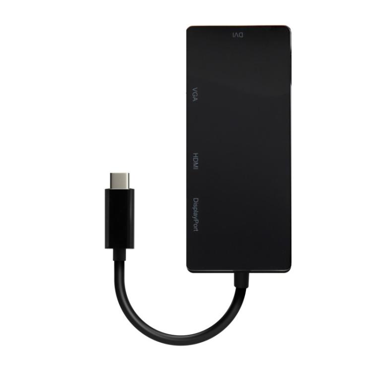 AISENS - Conversor USB-C A DP/DVI/HDMI/VGA, USB-C/M-DP/H-DVI/H-HDMI/H-Vga/H, Negro, 15cm