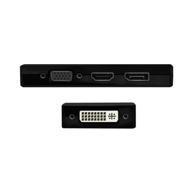AISENS - Conversor USB-C A DP/DVI/HDMI/VGA, USB-C/M-DP/H-DVI/H-HDMI/H-Vga/H, Negro, 15cm