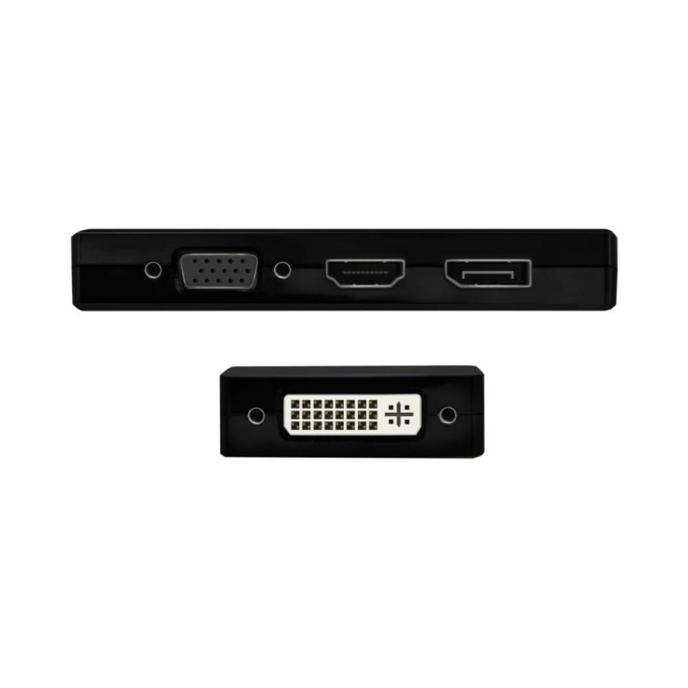 AISENS - Conversor USB-C A DP/DVI/HDMI/VGA, USB-C/M-DP/H-DVI/H-HDMI/H-Vga/H, Negro, 15cm