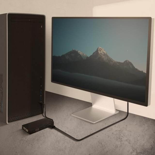 AISENS - Conversor USB-C A DP/DVI/HDMI/VGA, USB-C/M-DP/H-DVI/H-HDMI/H-Vga/H, Negro, 15cm