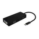 AISENS - Conversor USB-C A DP/DVI/HDMI/VGA, USB-C/M-DP/H-DVI/H-HDMI/H-Vga/H, Negro, 15cm