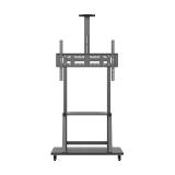 AISENS - Soporte de Suelo ECO con Rueda, Bandeja para DVD y Soporte de Cámara para Monitor/TV 150Kg de 37-100, Negro