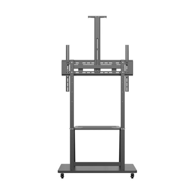 AISENS - Soporte de Suelo ECO con Rueda, Bandeja para DVD y Soporte de Cámara para Monitor/TV 150Kg de 37-100, Negro