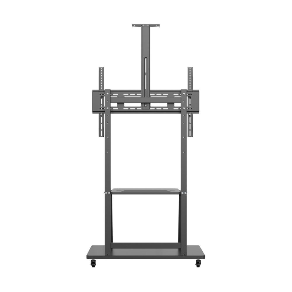 AISENS - Soporte de Suelo ECO con Rueda, Bandeja para DVD y Soporte de Cámara para Monitor/TV 150Kg de 37-100, Negro