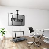 AISENS - Soporte de Suelo ECO con Rueda, Bandeja para DVD y Soporte de Cámara para Monitor/TV 150Kg de 37-100, Negro