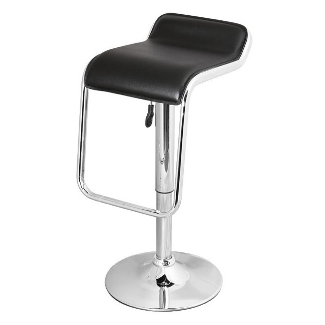 Taburete KECK, cromado, similpiel negra