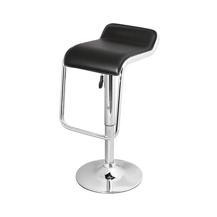 Taburete KECK, cromado, similpiel negra
