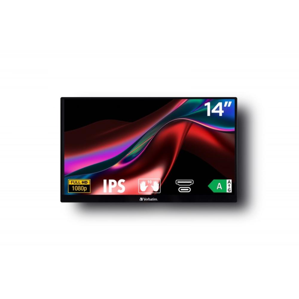 Verbatim - 49591 pantalla para PC 35,6 cm (14") 1920 x 1080 Pixeles Full HD LCD Pantalla táctil Negro
