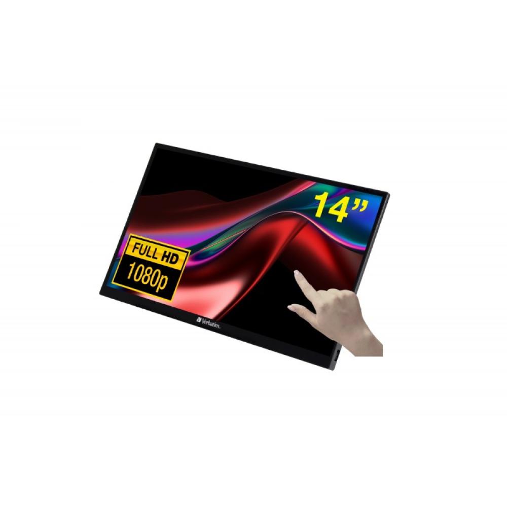 Verbatim - 49591 pantalla para PC 35,6 cm (14") 1920 x 1080 Pixeles Full HD LCD Pantalla táctil Negro
