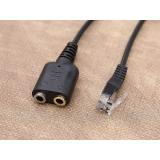 Equip - 147944 cable de audio 0,25 m RJ-9 2 x 3.5mm Negro