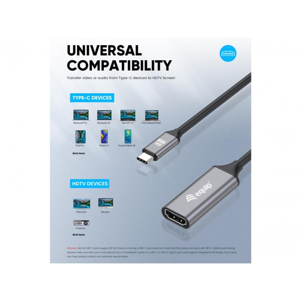 Equip - Adaptador USB-C a HDMI 2.0, 4K/60Hz
