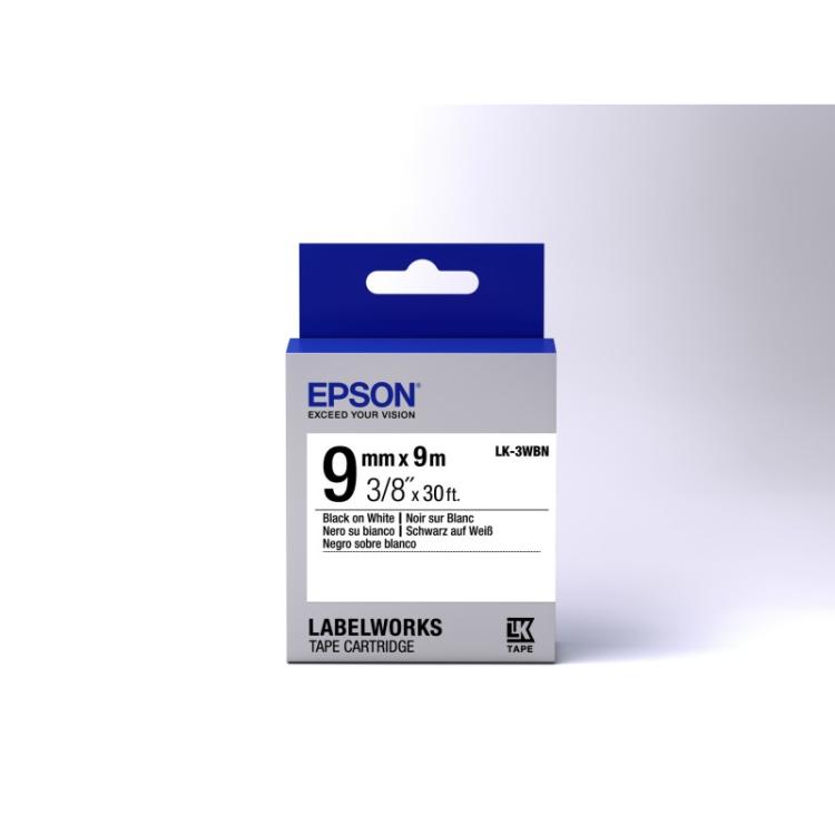 Epson - Cinta estándar - LK-3WBN estándar negra/blanca 9/9