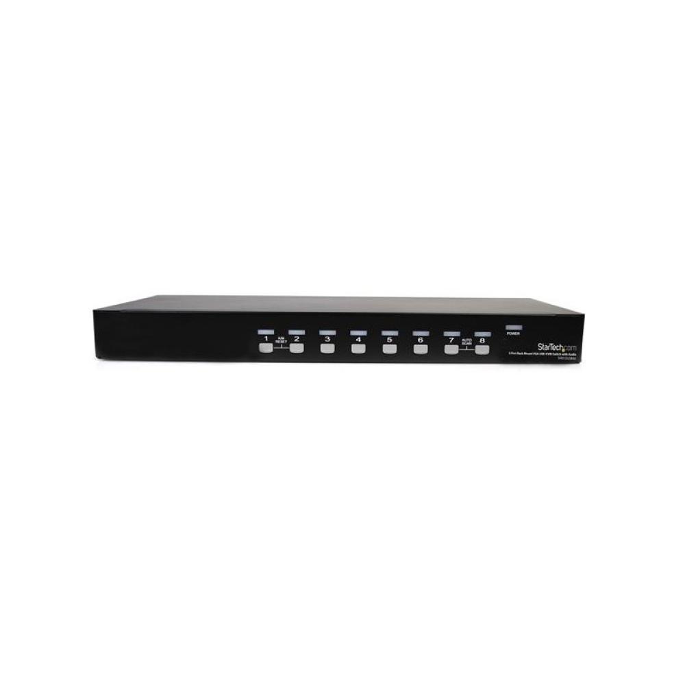 StarTech.com - Conmutador Switch KVM 8 Puertos de Vídeo VGA HD15 USB 2.0 USB A y Audio - 1U Rack Estante