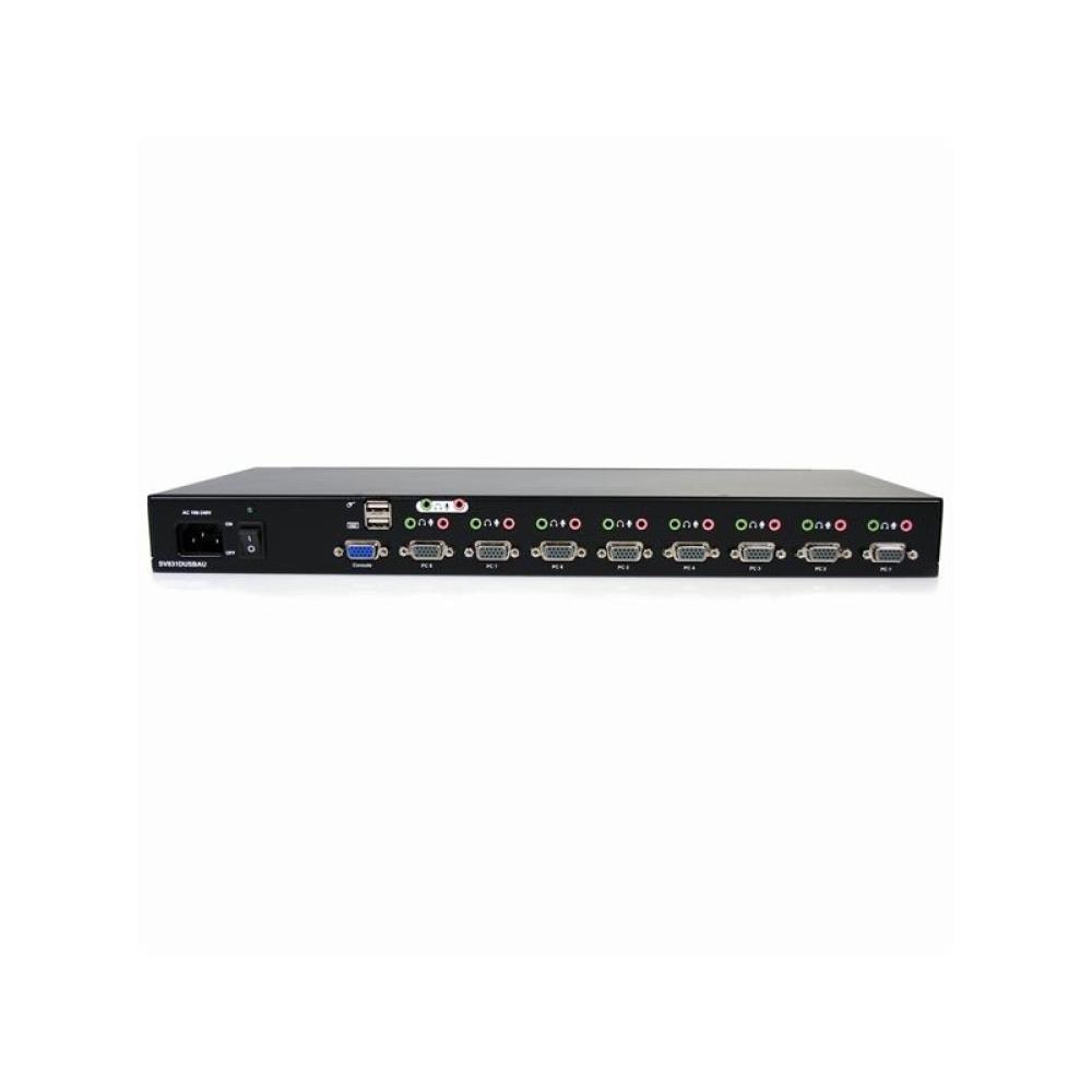 StarTech.com - Conmutador Switch KVM 8 Puertos de Vídeo VGA HD15 USB 2.0 USB A y Audio - 1U Rack Estante