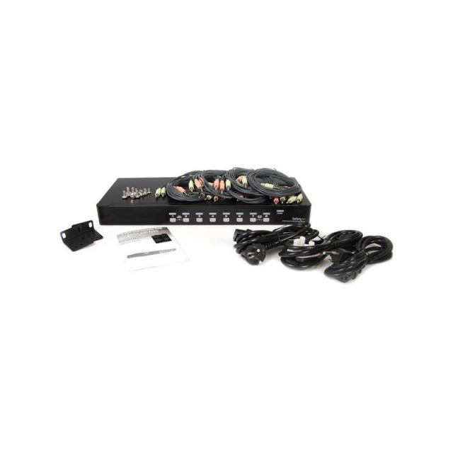 StarTech.com - Conmutador Switch KVM 8 Puertos de Vídeo VGA HD15 USB 2.0 USB A y Audio - 1U Rack Estante