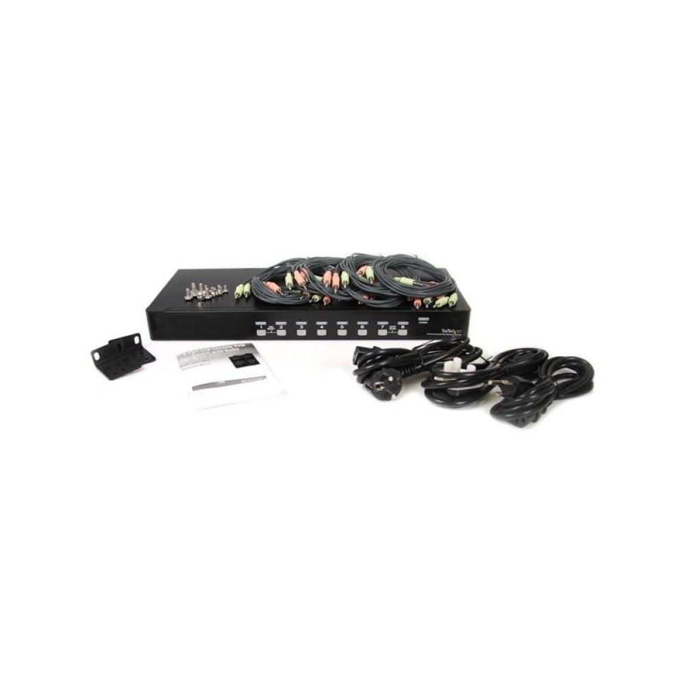 StarTech.com - Conmutador Switch KVM 8 Puertos de Vídeo VGA HD15 USB 2.0 USB A y Audio - 1U Rack Estante